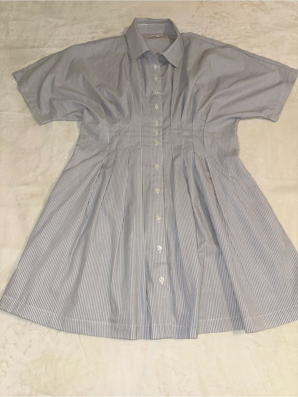 Striped Blue Button-Front Women’s Shirt Dress